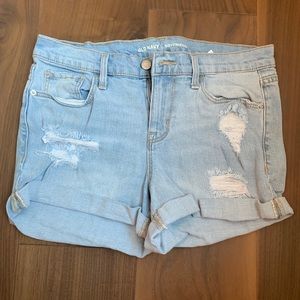 Light Wash Distressed Boyfriend Shorts